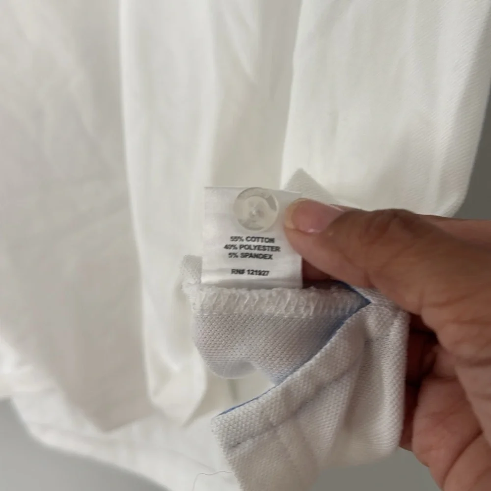 Johnnie-O White Polo Shirt with Blue Logo Size XL Golf Summer Travel - Picture 4 of 8